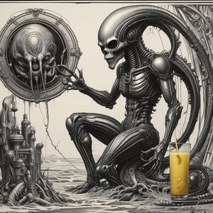 Futuristic Black and Gray Art Print